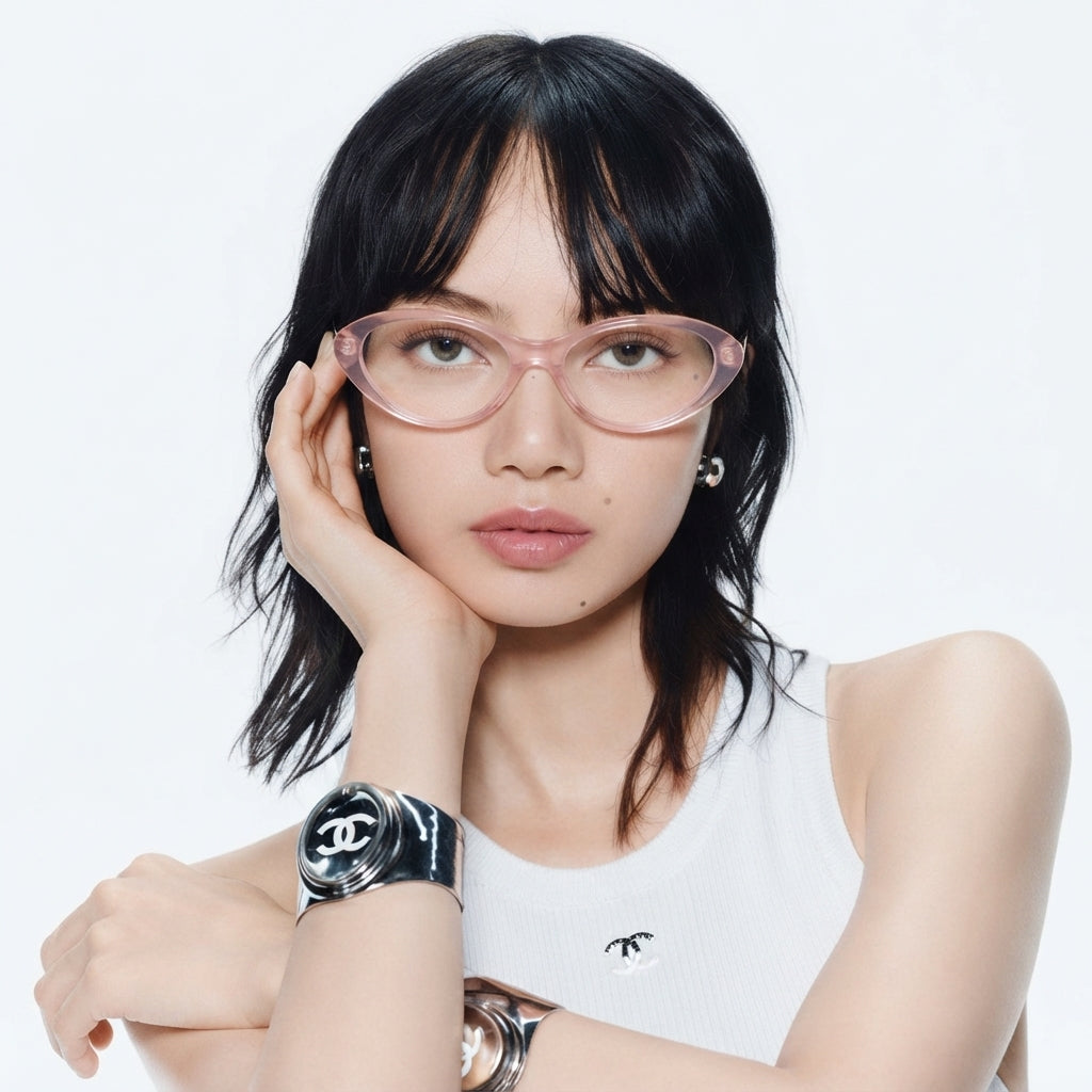 Chanel Women Oval Pink Eyeglasses