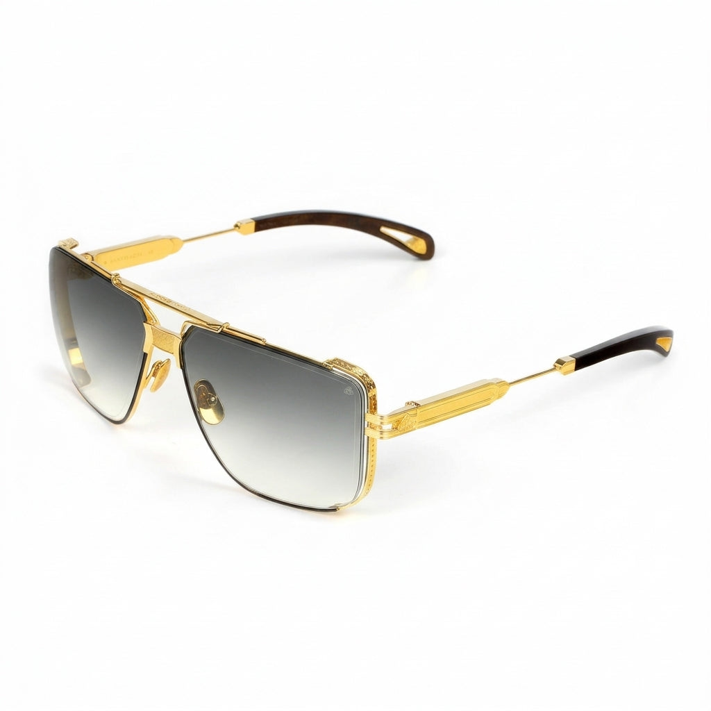 Maybach THE DAWN I Unisex 24K Champagne Gold & Blue/Grey Gradient Luxury Sunglasses