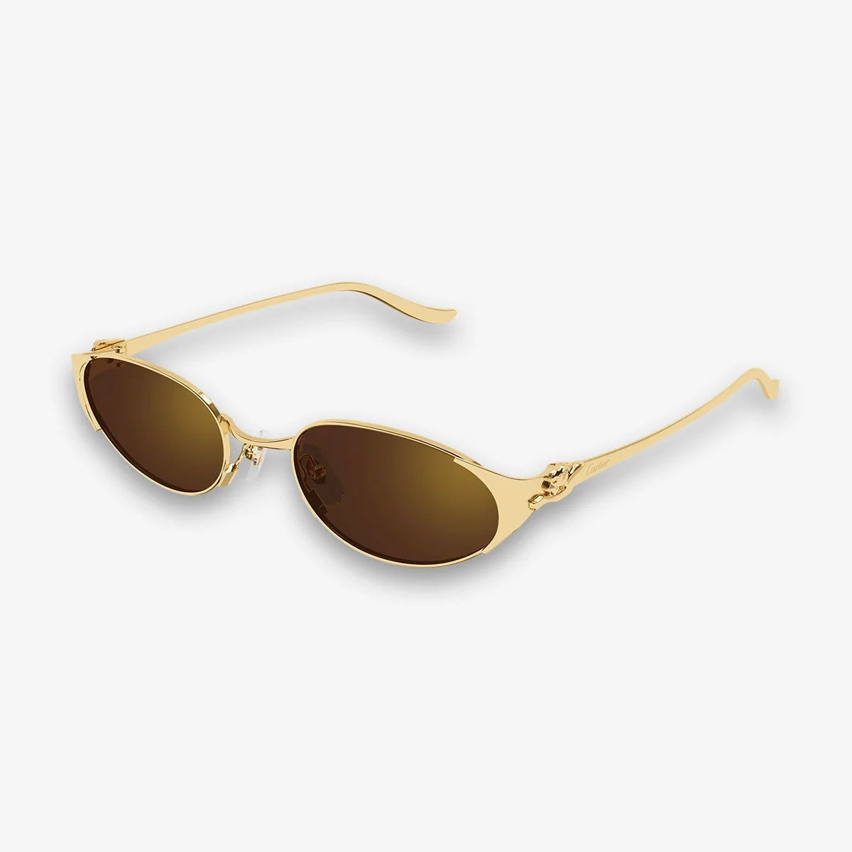 Cartier Panthère de C Women Oval Gold & Brown Mirrored Lenses Sunglasses