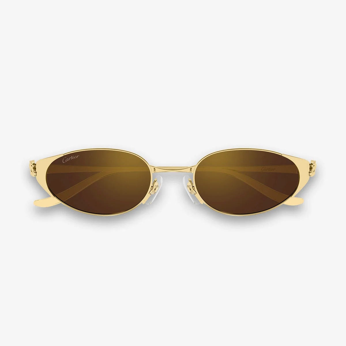 Cartier Panthère de C Women Oval Gold & Brown Mirrored Lenses Sunglasses