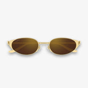Cartier Panthère de C Women Oval Gold & Brown Mirrored Lenses Sunglasses