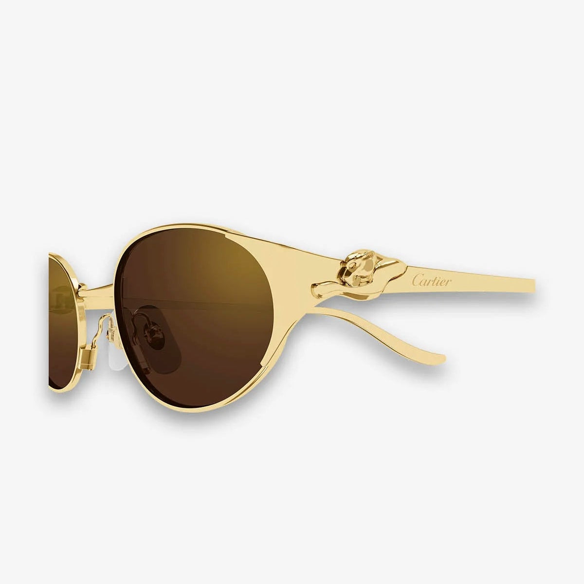 Cartier Panthère de C Women Oval Gold & Brown Mirrored Lenses Sunglasses