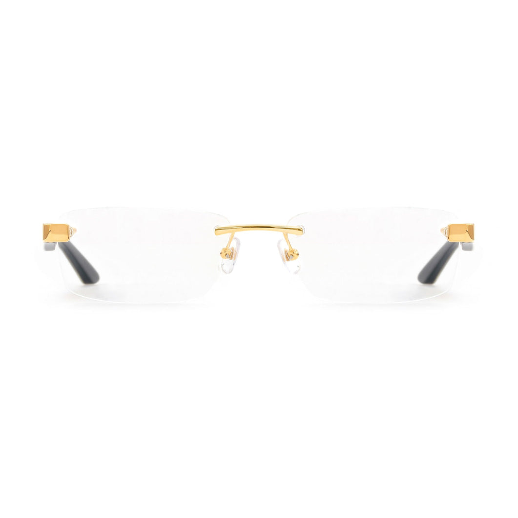MAYBACH The Artist III Unisex Luxury 24K Gold / White Marbled Buffalo Horn Eyeglasses 