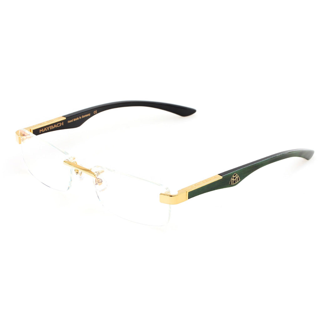 MAYBACH The Artist III Unisex Luxury 24K Gold / Emerald Green Buffalo Horn Eyeglasses