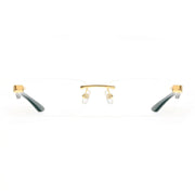MAYBACH The Artist III Unisex Luxury 24K Gold / Emerald Green Buffalo Horn Eyeglasses