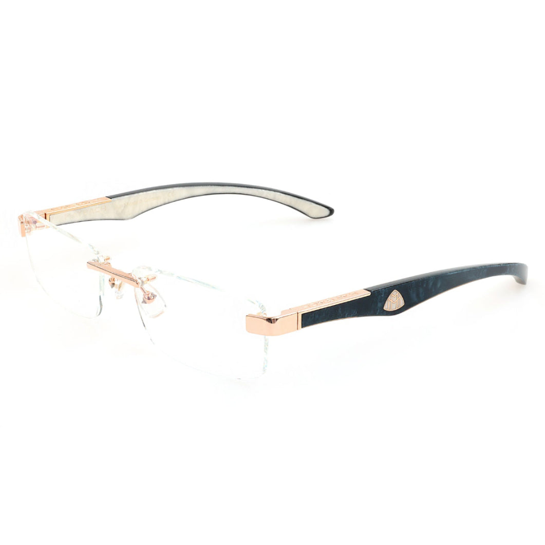MAYBACH The Artist III Unisex Luxury 18K Rose Gold / Deep Teal Ocean Madrone Eyeglasses
