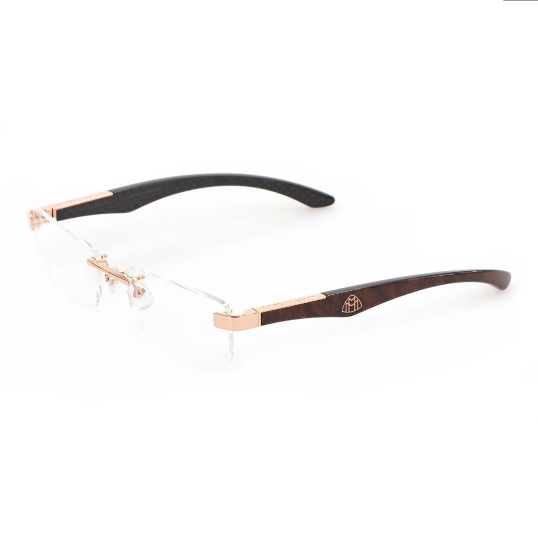 MAYBACH The Artist III Unisex Luxury 18K Rose Gold / Walnut Burr Eyeglasses