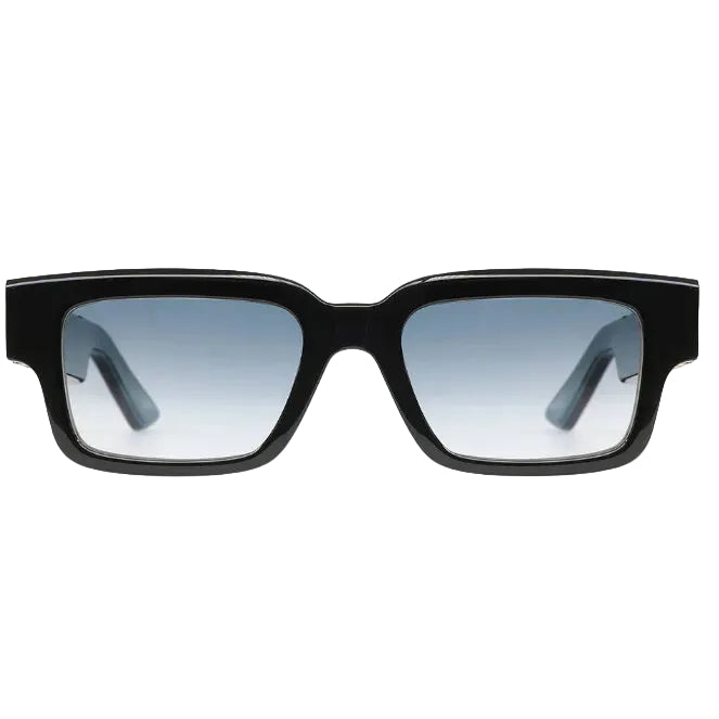 Maybach THE BLAZE I Luxury Black & Tortoise Buffalo Horn / Light Blue Gradient Sunglasses 