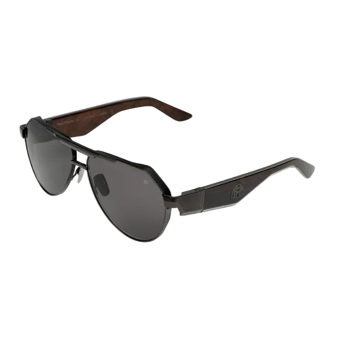 Maybach The King III Unisex Black Satin Titanium Dark Grey Sunglasses