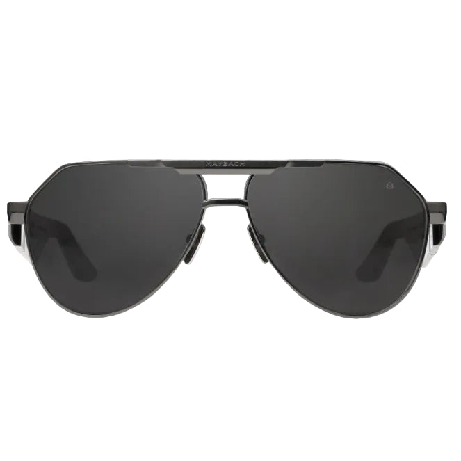 Maybach THE KING III Unisex Luxury Black Satin / Dark Grey Sunglasses