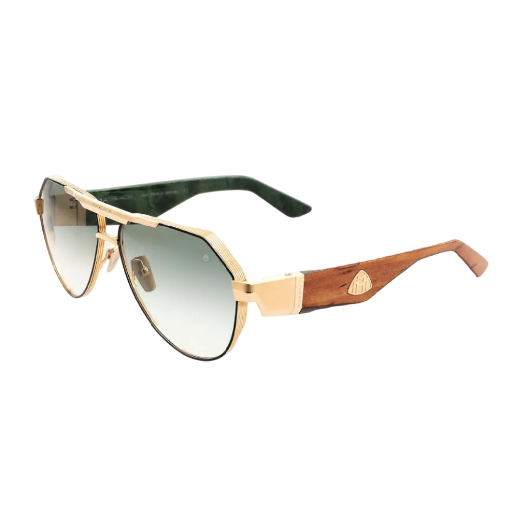 Maybach THE KING III Unisex Luxury 22K Gold / Green Gradient Sunglasses