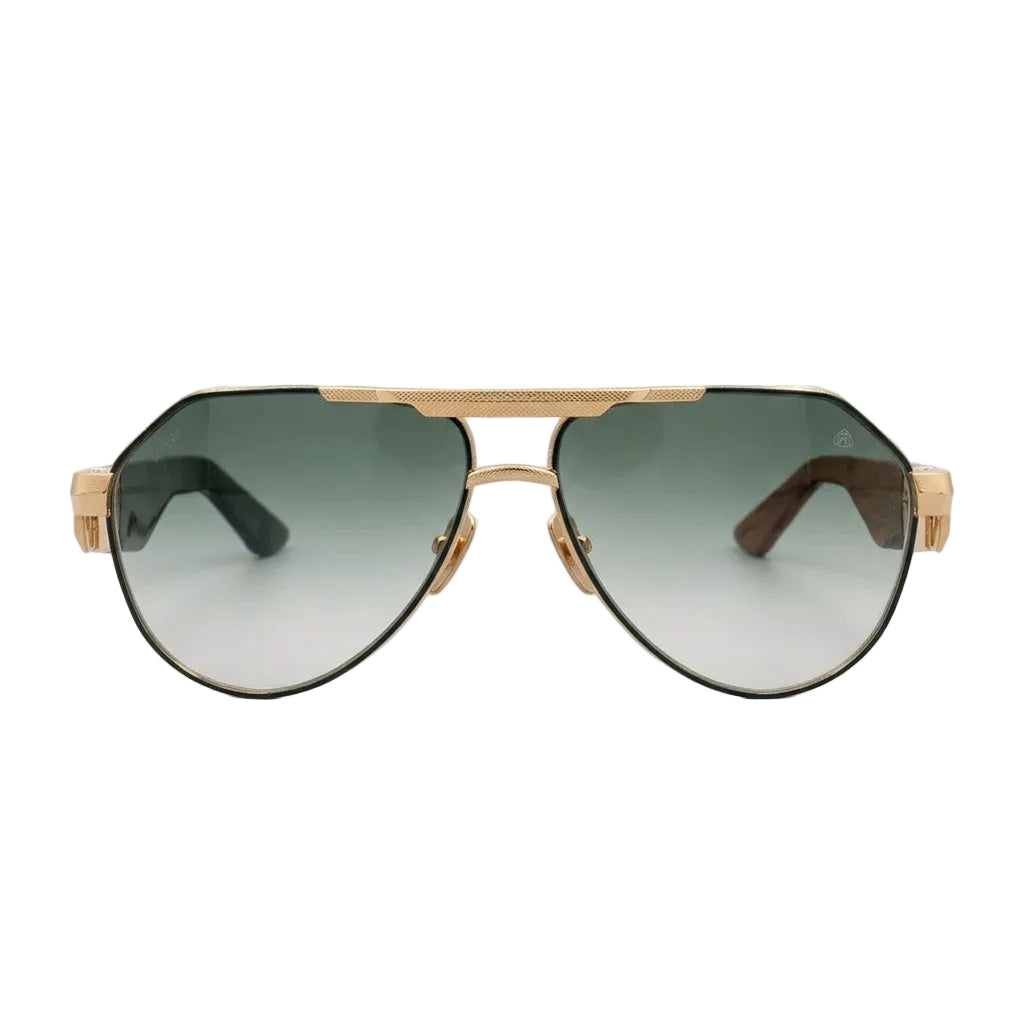Maybach THE KING III Unisex Luxury 22K Gold / Green Gradient Sunglasses