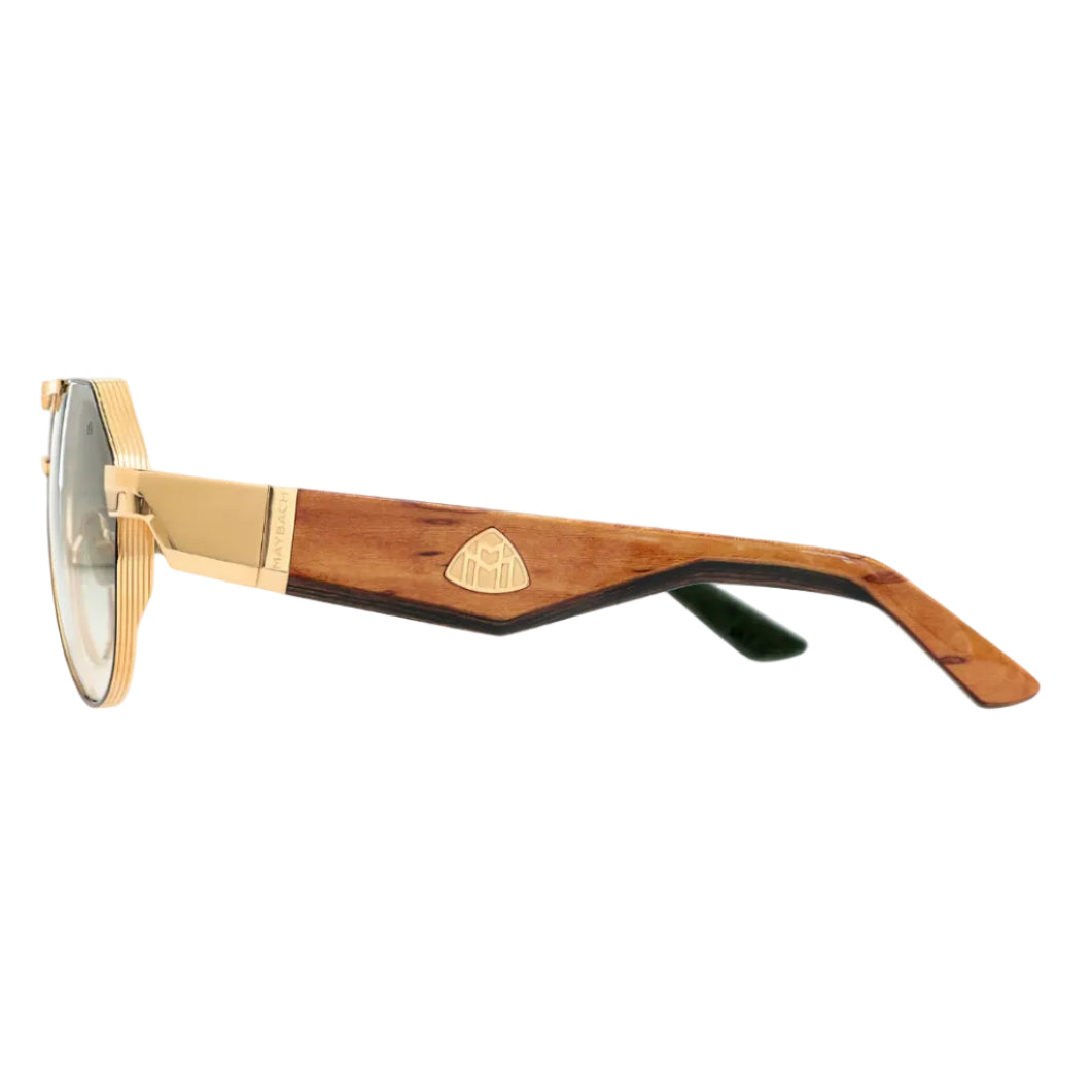 Maybach THE KING III Unisex Luxury 22K Gold / Green Gradient Sunglasses
