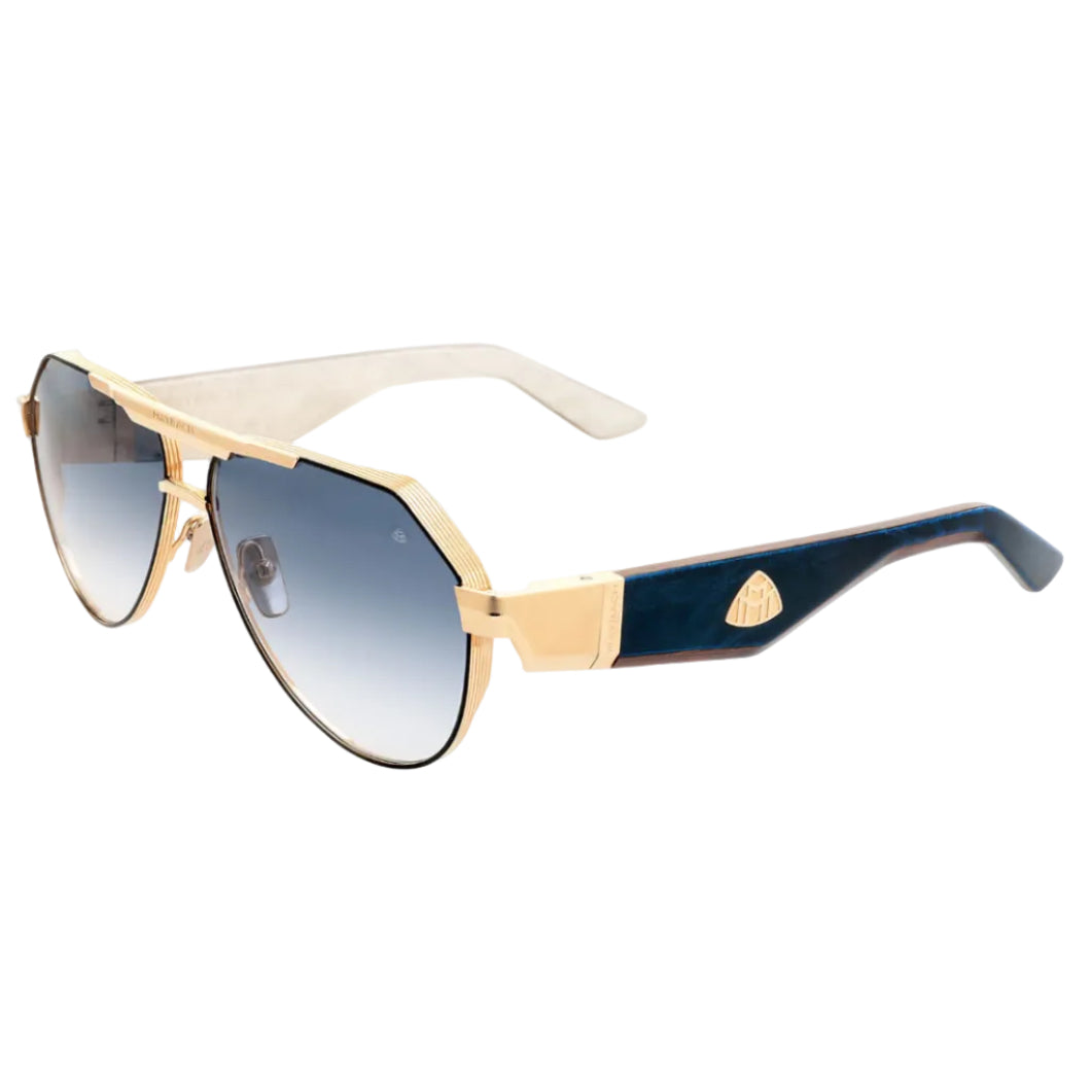 Maybach THE KING III Unisex Luxury 22K Gold / Light Blue Gradient Sunglasses