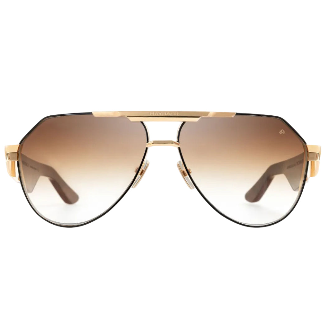 Maybach The King III Unisex 22K Gold / Black Lacquer Bronze Sunglasses 