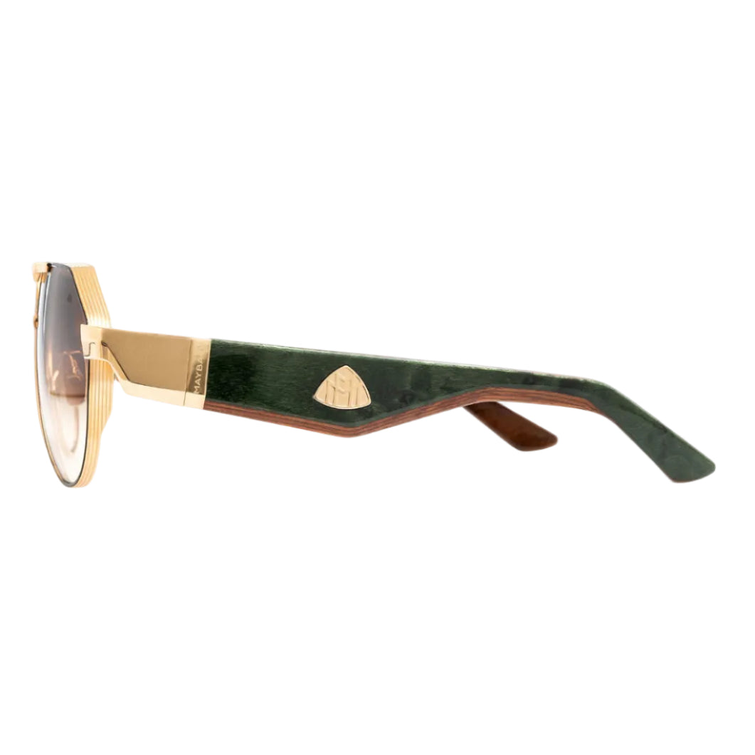 Maybach The King III Unisex 22K Gold / Black Lacquer Bronze Sunglasses