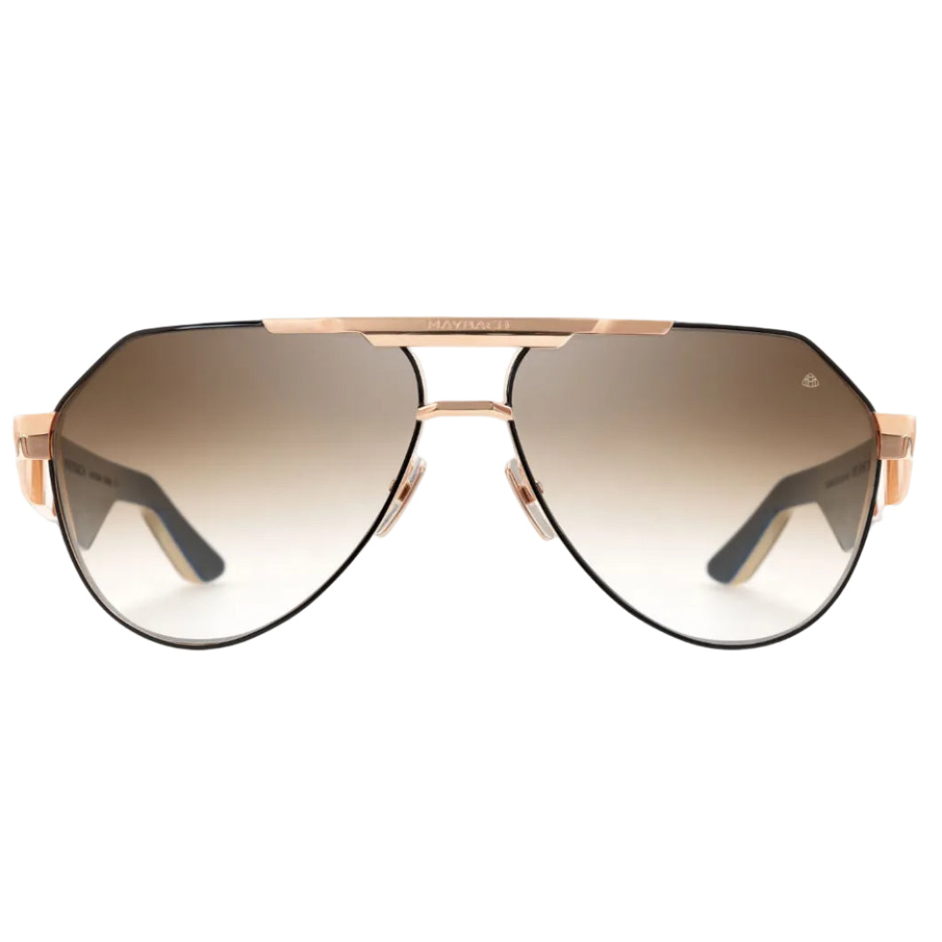 Maybach THE KING III Unisex Luxury 18K Rose Gold / Umber Brown Gradient Sunglasses 