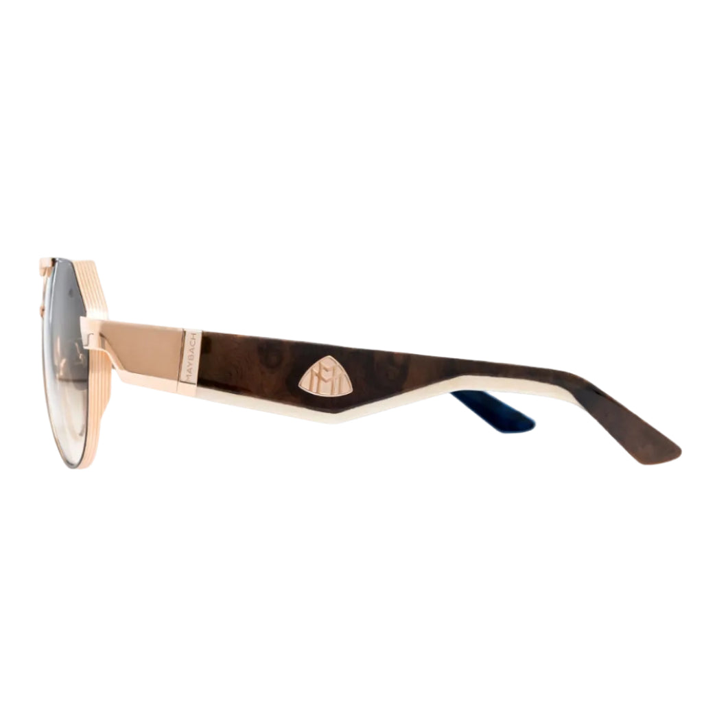 Maybach THE KING III Unisex Luxury 18K Rose Gold / Umber Brown Gradient Sunglasses