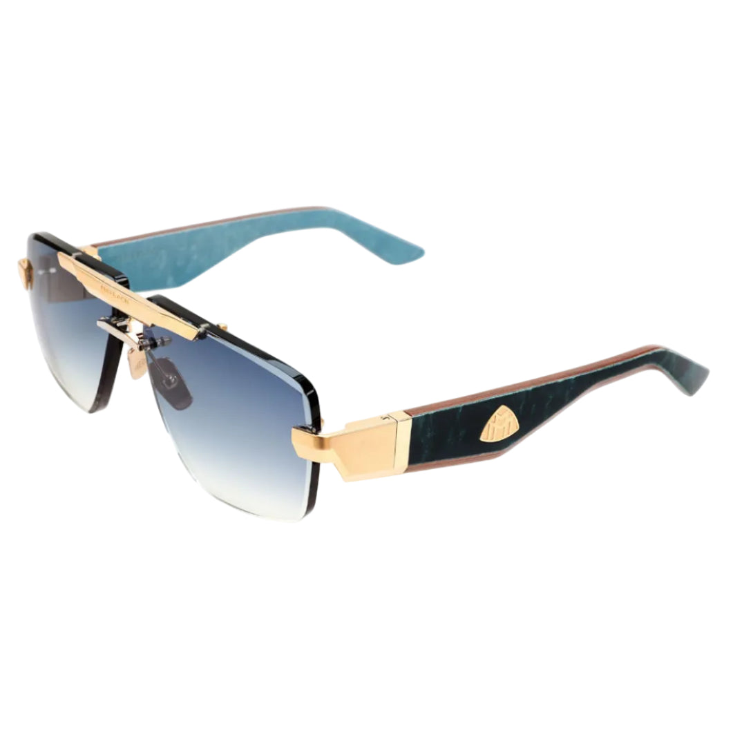 Maybach THE PRESIDENT II Unisex Luxury 22K Gold / Light Blue Gradient Sunglasses