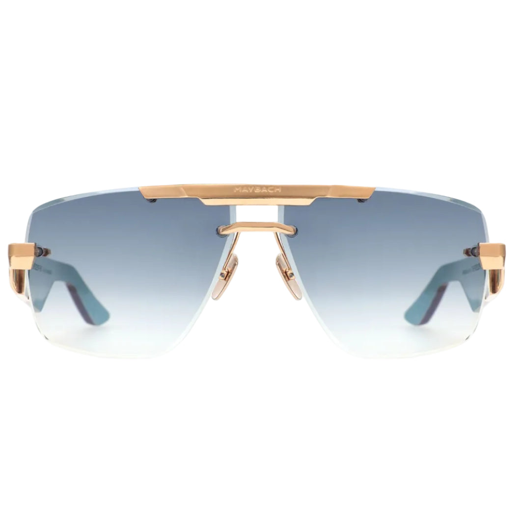 Maybach THE PRESIDENT II Unisex Luxury 22K Gold / Light Blue Gradient Sunglasses 