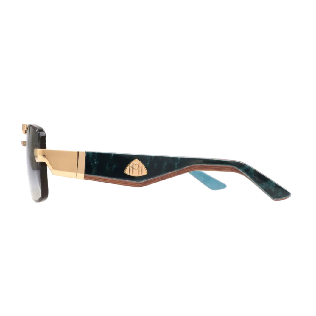 Maybach THE PRESIDENT II Unisex Luxury 22K Gold / Light Blue Gradient Sunglasses