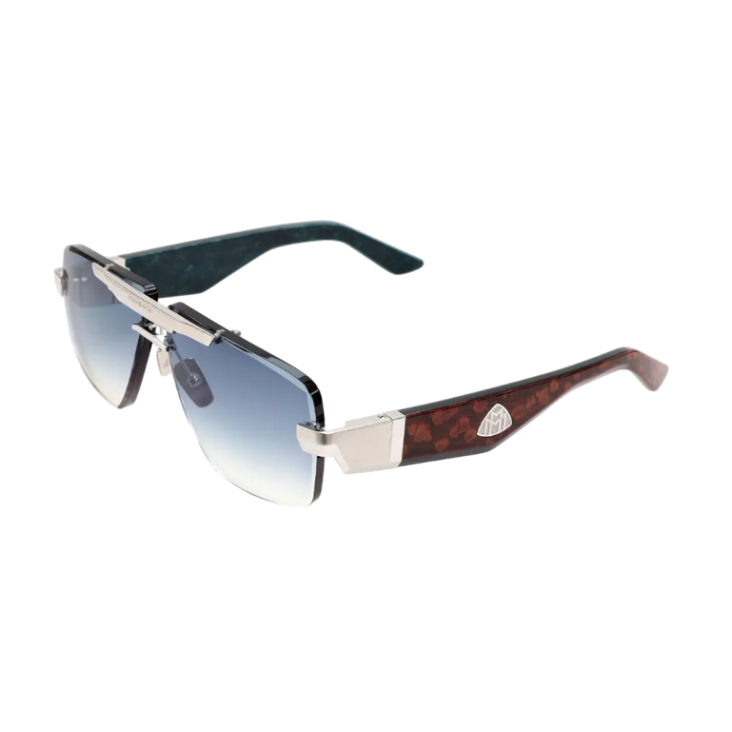Maybach THE PRESIDENT II Unisex Luxury Palladium / Light Blue Gradient Sunglasses