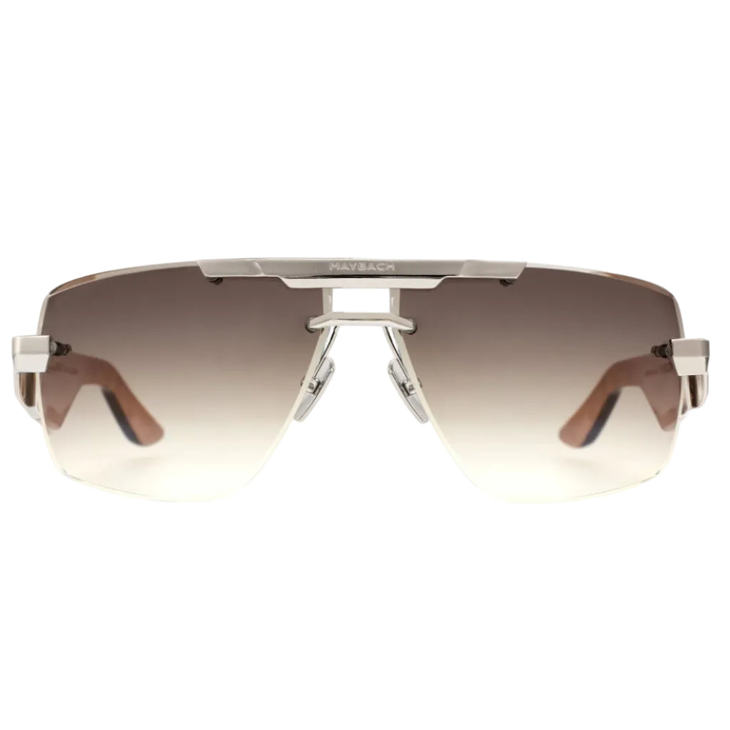 Maybach THE PRESIDENT II Unisex Luxury Palladium / Chocolate Brown Gradient Sunglasses 