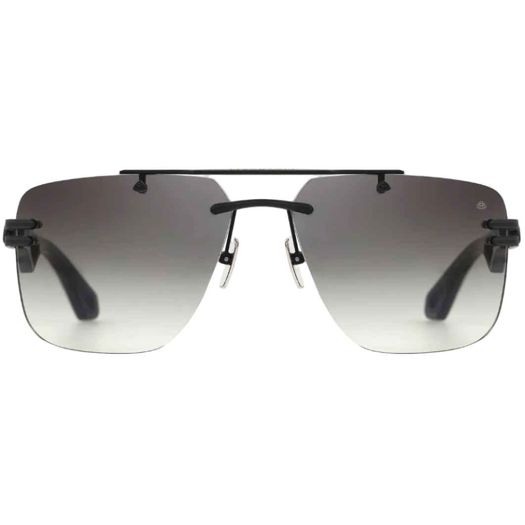 Maybach THE PRESIDENT I Unisex Rimless Luxury Black Satin / Blue-Grey Gradient Sunglasses 