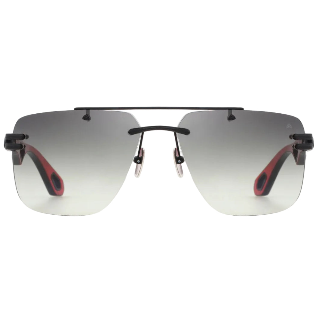 Maybach THE PRESIDENT I Unisex Rimless Luxury Black Satin / Blue-Grey Gradient Sunglasses 