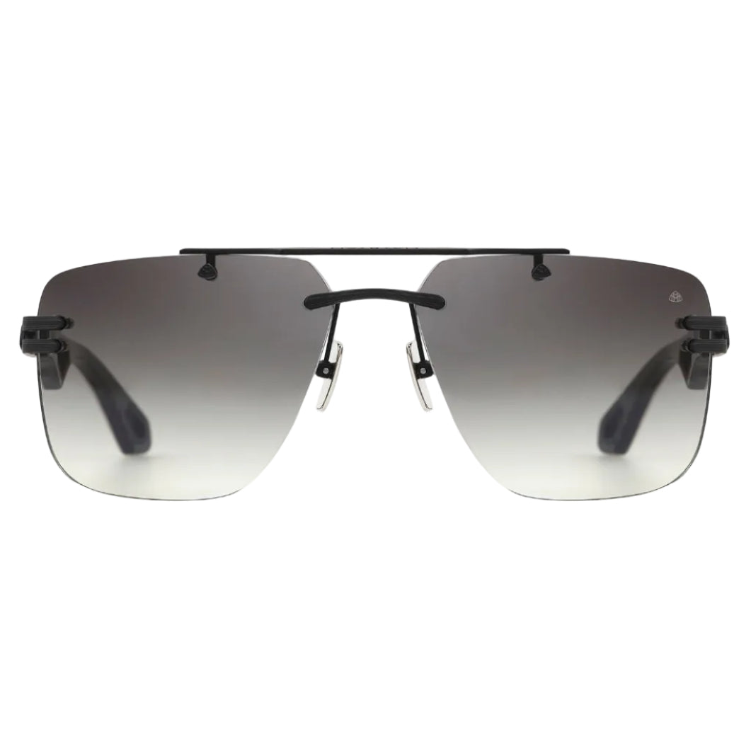 Maybach THE PRESIDENT I Unisex Rimless Luxury Black Satin / Blue-Grey Gradient Sunglasses 