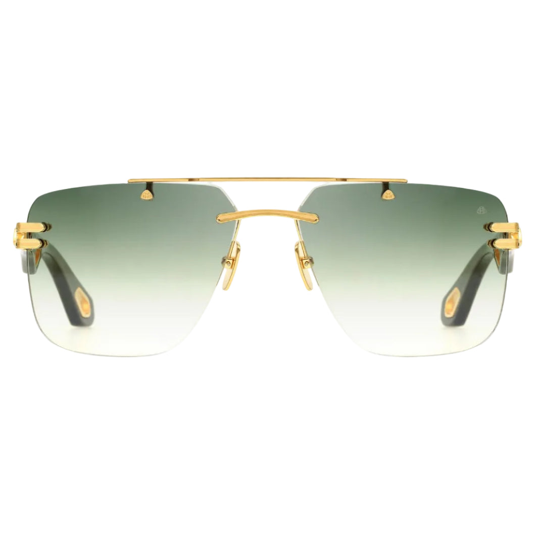 Maybach THE PRESIDENT I Unisex Rimless Luxury 24K Gold / Green Gradient Sunglasses 
