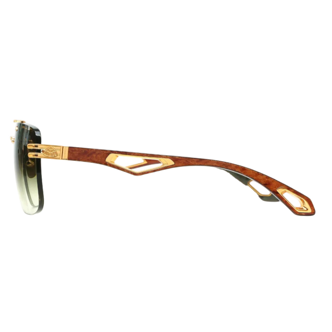 Maybach THE PRESIDENT I Unisex Rimless Luxury 24K Gold / Green Gradient Sunglasses
