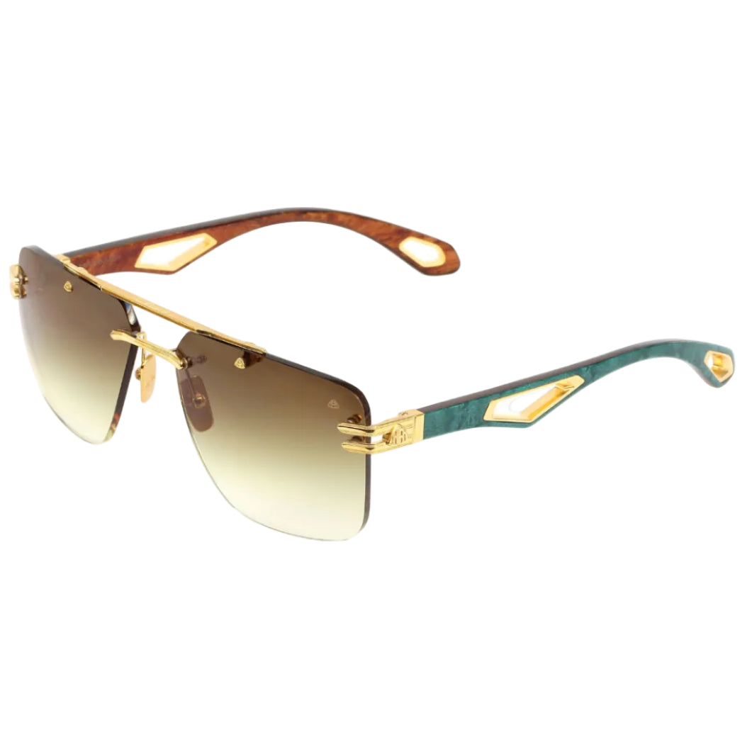 Maybach THE PRESIDENT I Unisex Rimless Luxury 24K Gold / Light Bronze Gradient Sunglasses