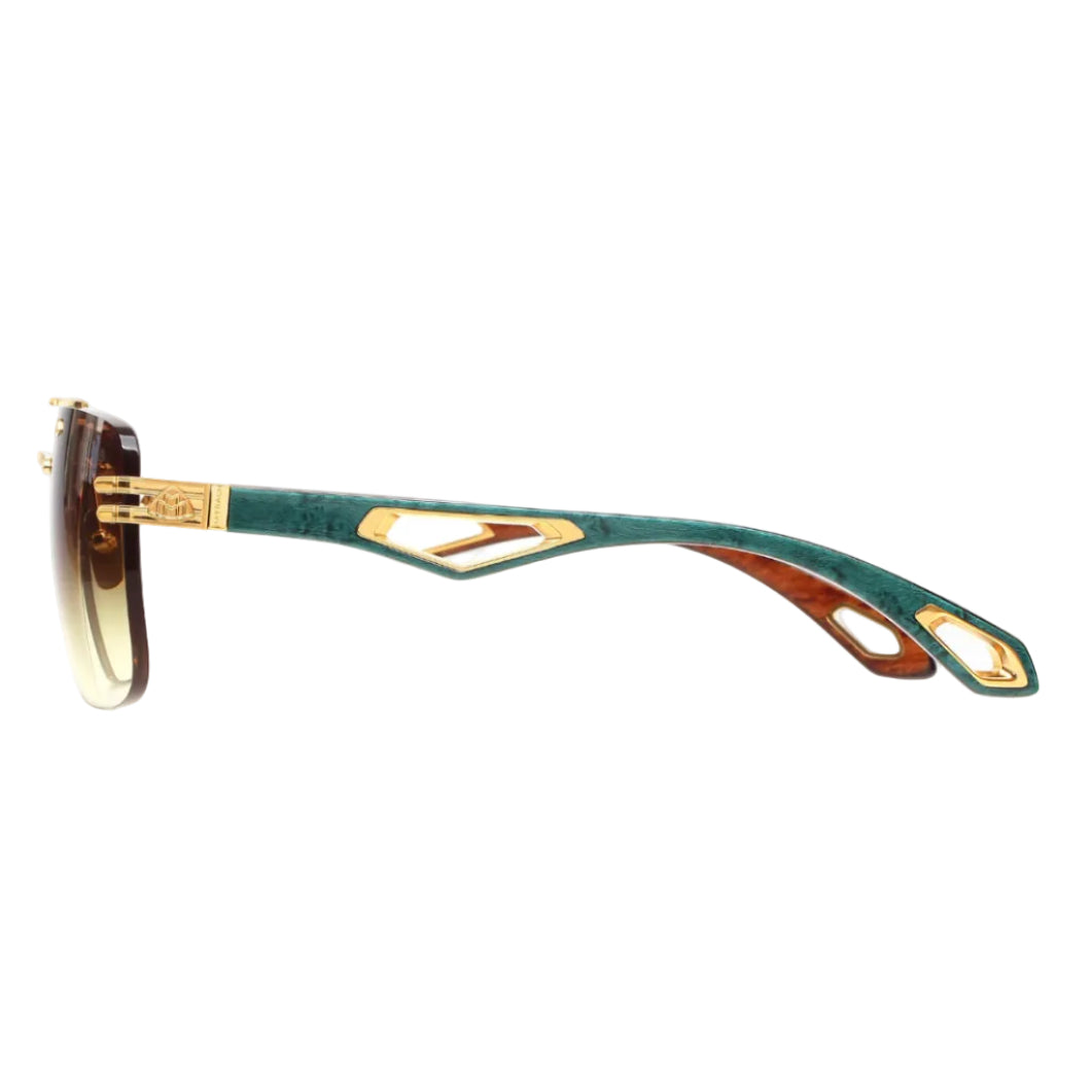 Maybach THE PRESIDENT I Unisex Rimless Luxury 24K Gold / Light Bronze Gradient Sunglasses