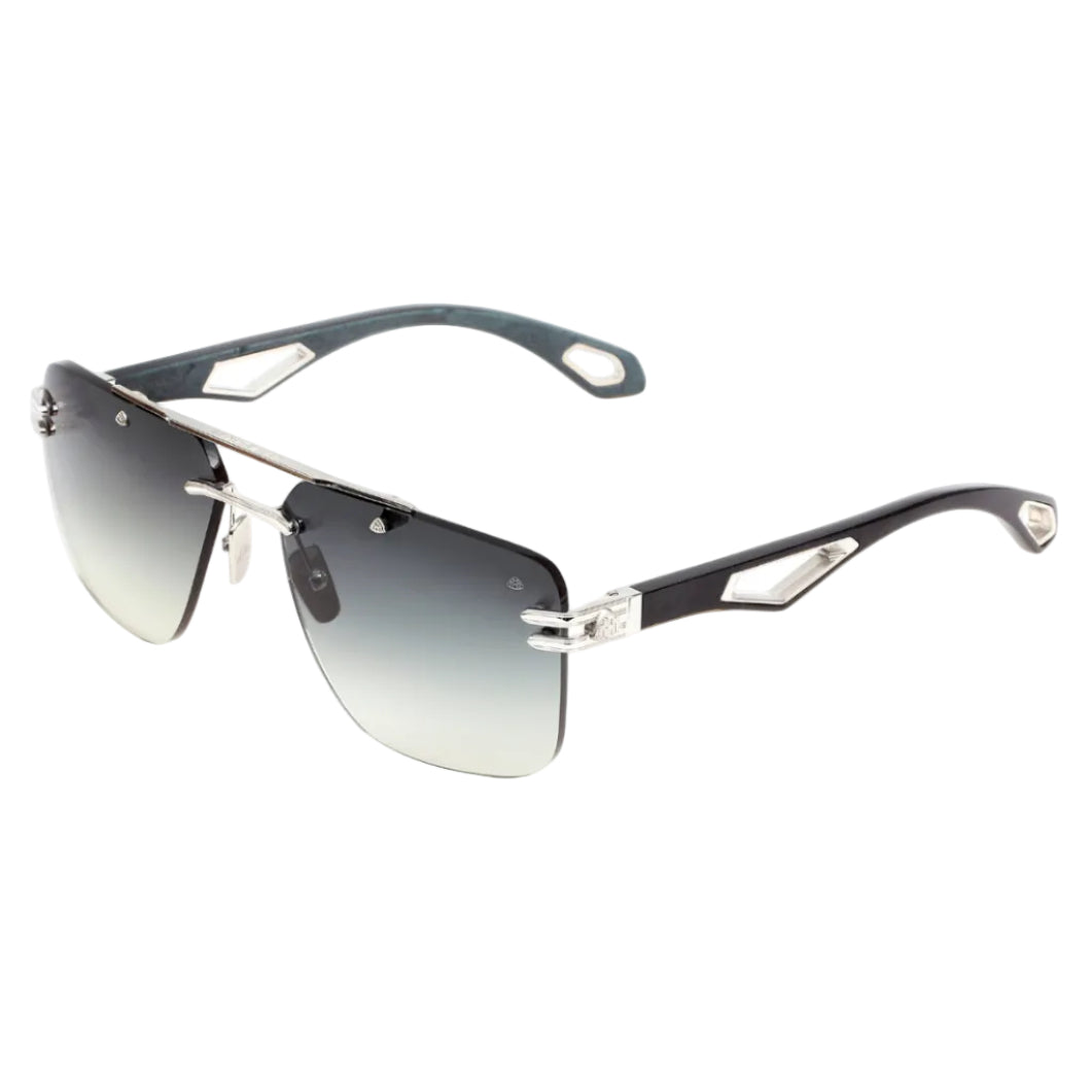 Maybach THE PRESIDENT I Unisex Rimless Luxury Platinum / Blue-Grey Gradient Sunglasses