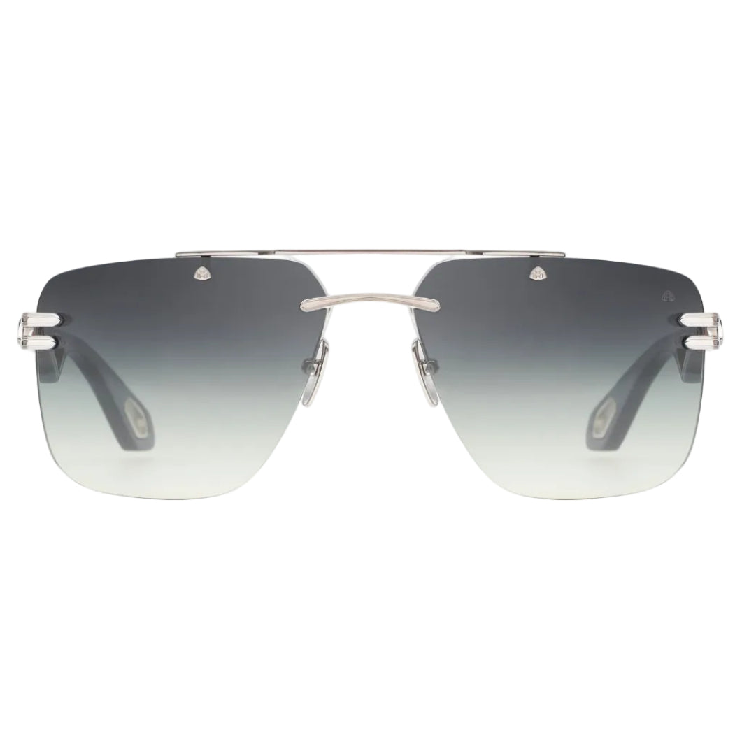 Maybach THE PRESIDENT I Unisex Rimless Luxury Platinum / Blue-Grey Gradient Sunglasses 
