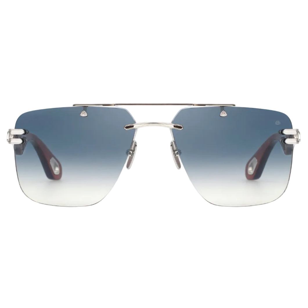 Maybach THE PRESIDENT I Unisex Rimless Luxury Platinum / Light Blue Gradient Sunglasses 