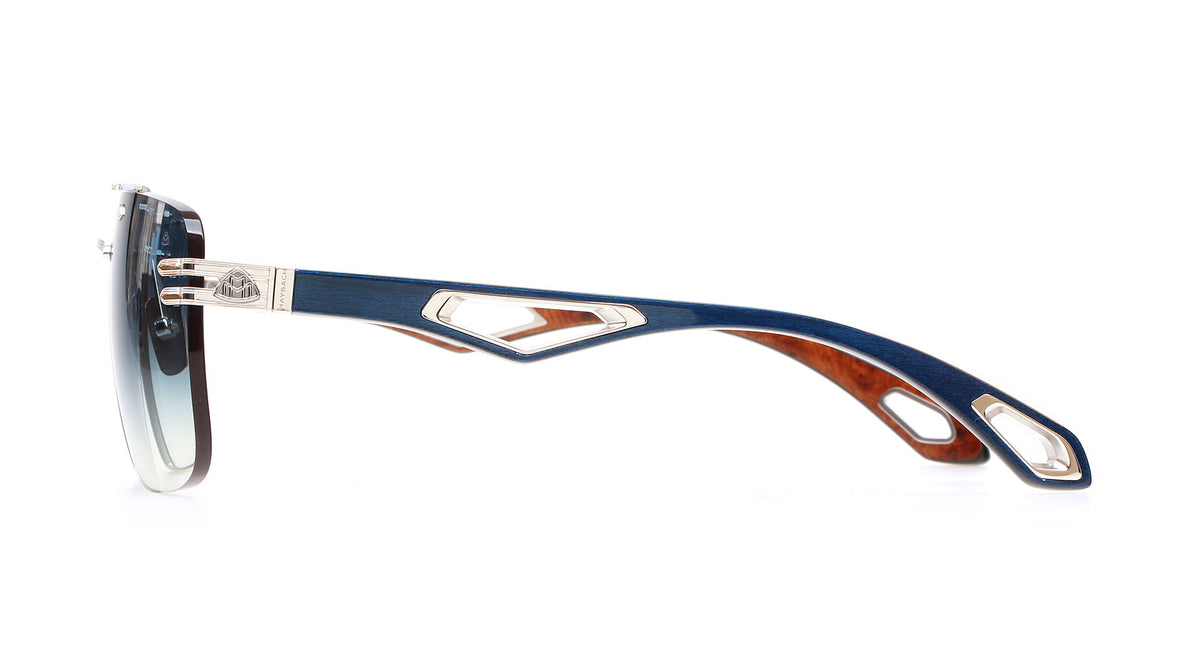 Maybach THE PRESIDENT I Unisex Rimless Luxury Platinum / Light Blue Gradient Sunglasses