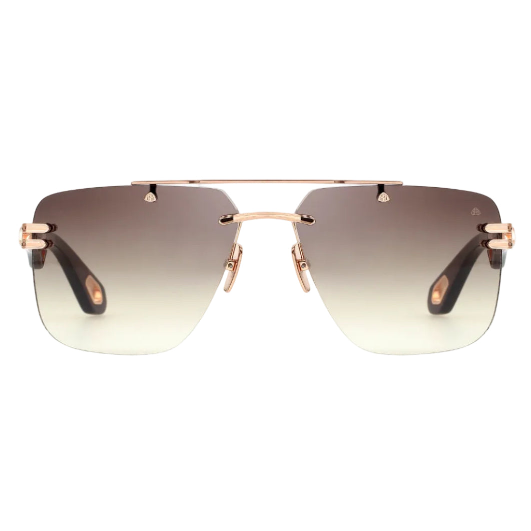 Maybach THE PRESIDENT I Unisex Rimless Luxury 18K Rose Gold / Chocolate Brown Gradient Sunglasses 