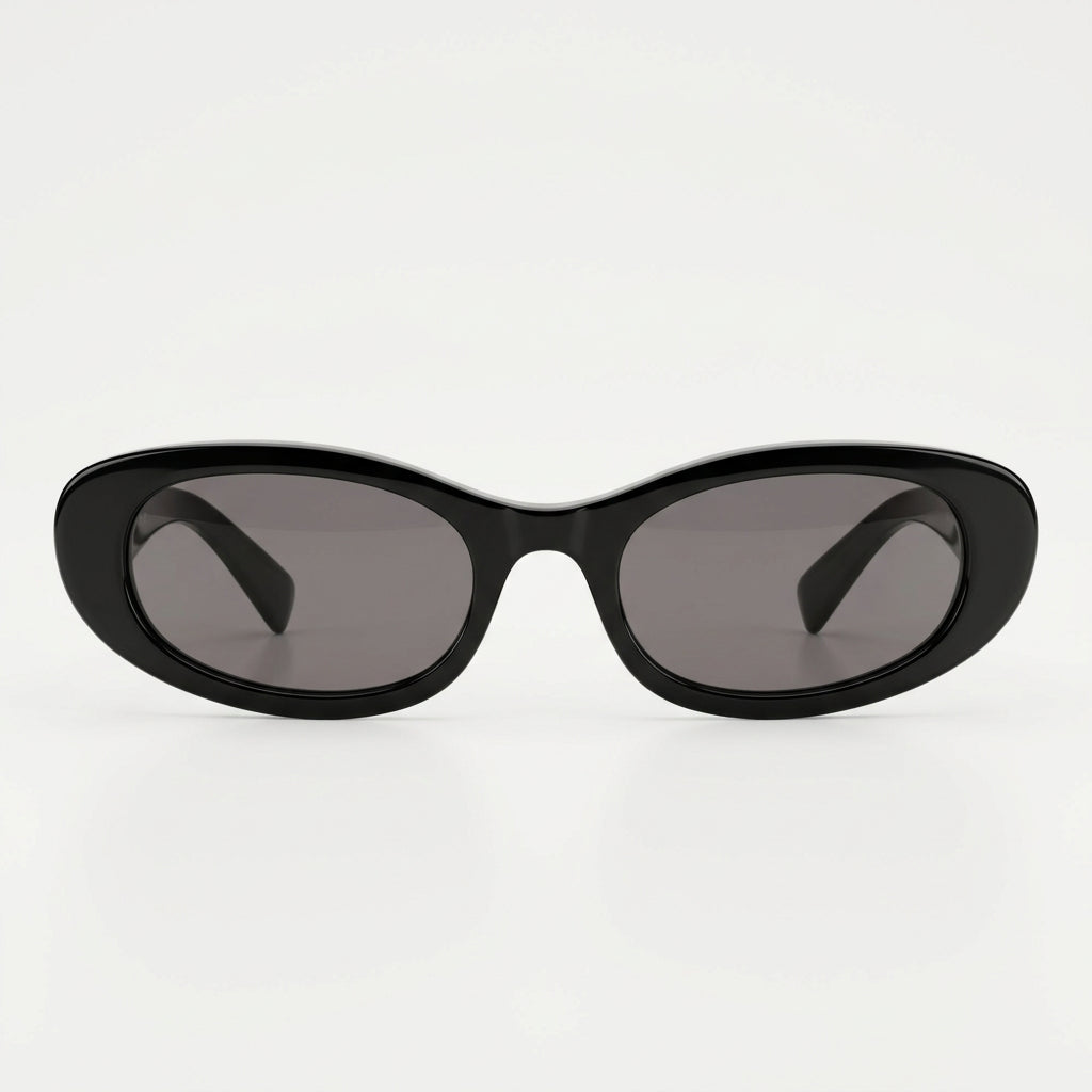 Miu Miu Women Oval Black / Dark Gray Sunglasses