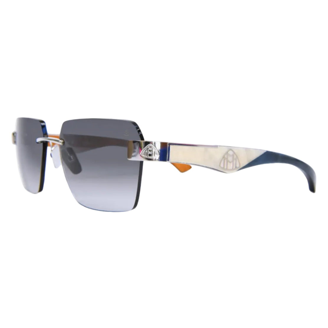 Maybach THE MAGIC I Unisex Luxury Rimless White Burr  Indigo Blue / Karelian Birch Sunglasses