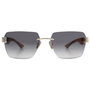 Maybach THE MAGIC I Unisex Luxury Rimless White Burr  Indigo Blue / Karelian Birch Sunglasses 