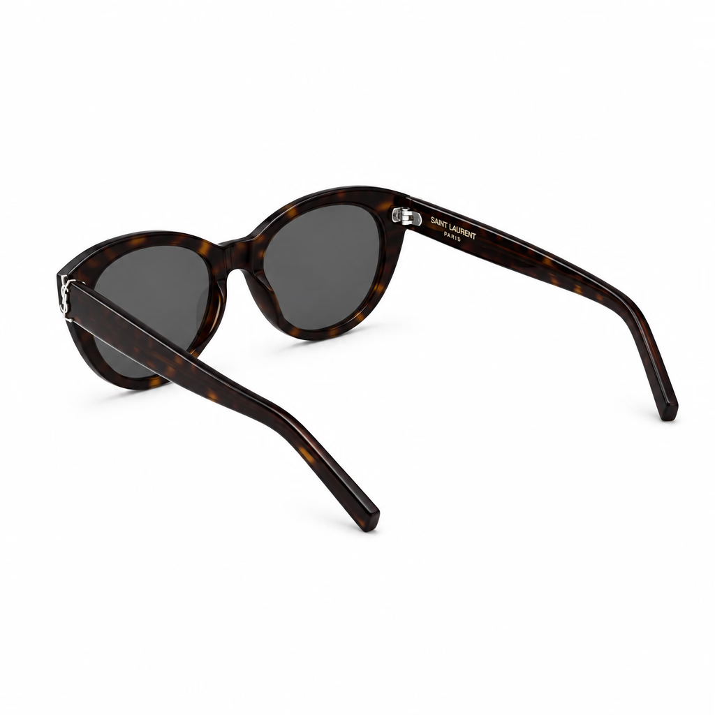 Saint Laurent Women SL M148/F Rounded Cat-Eye Dark Havana, Silver / Grey Sunglasses