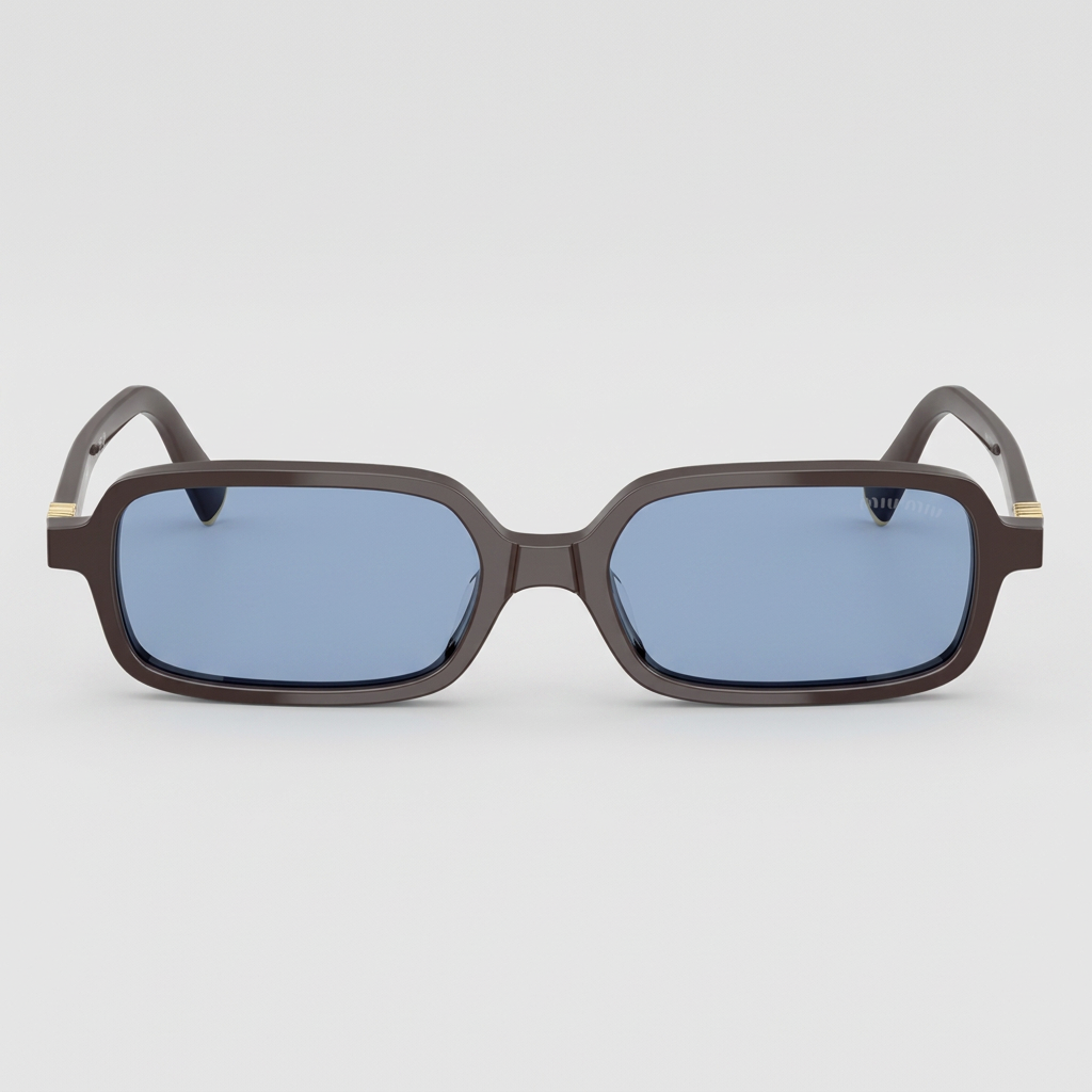Miu Miu Regard  MU 11ZS Women Rectangular Moka / Light Blue Sunglasses 