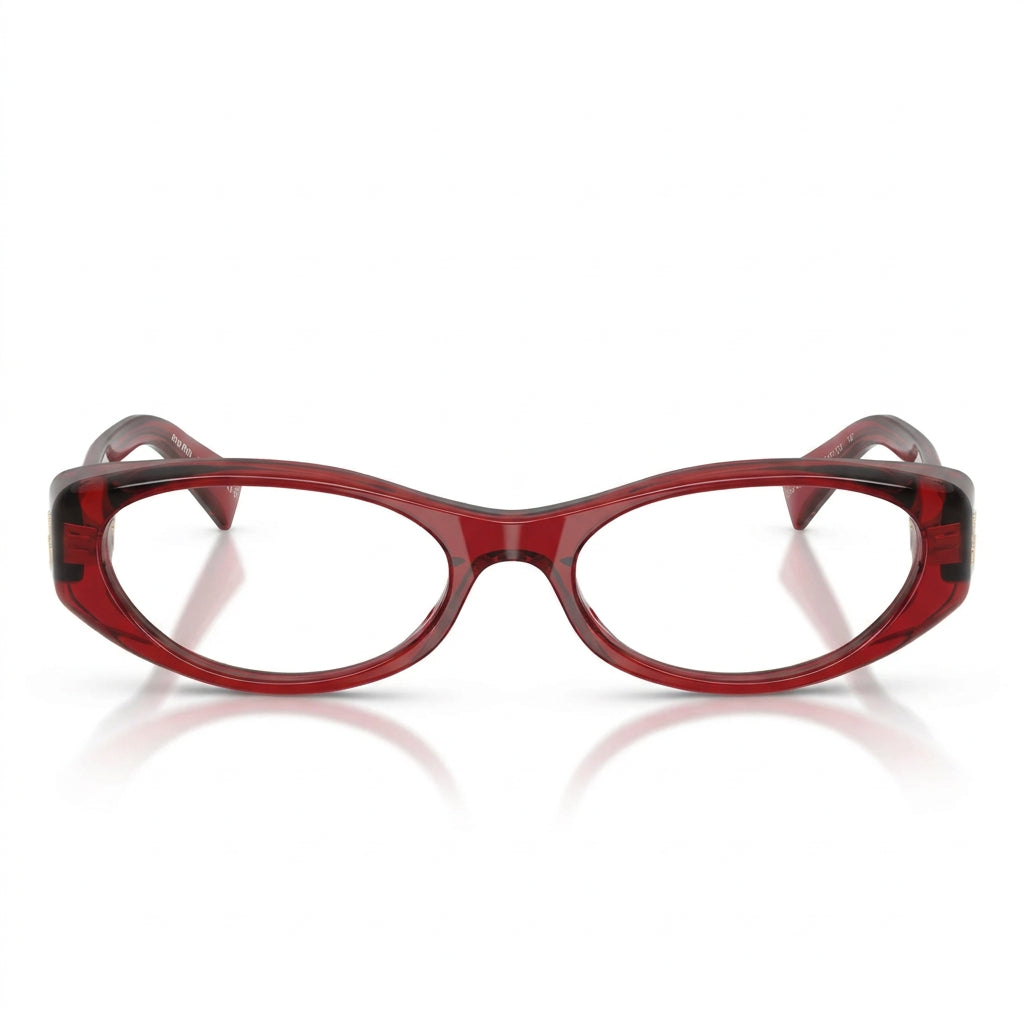 Miu Miu Women MU 03ZV Narrow Oval Optical Red / Transparent Glasses