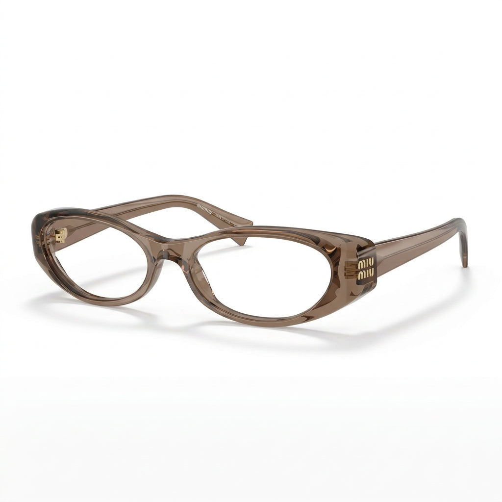 Miu Miu Women MU 03ZV Narrow Oval Optical Transparent Brown Glasses