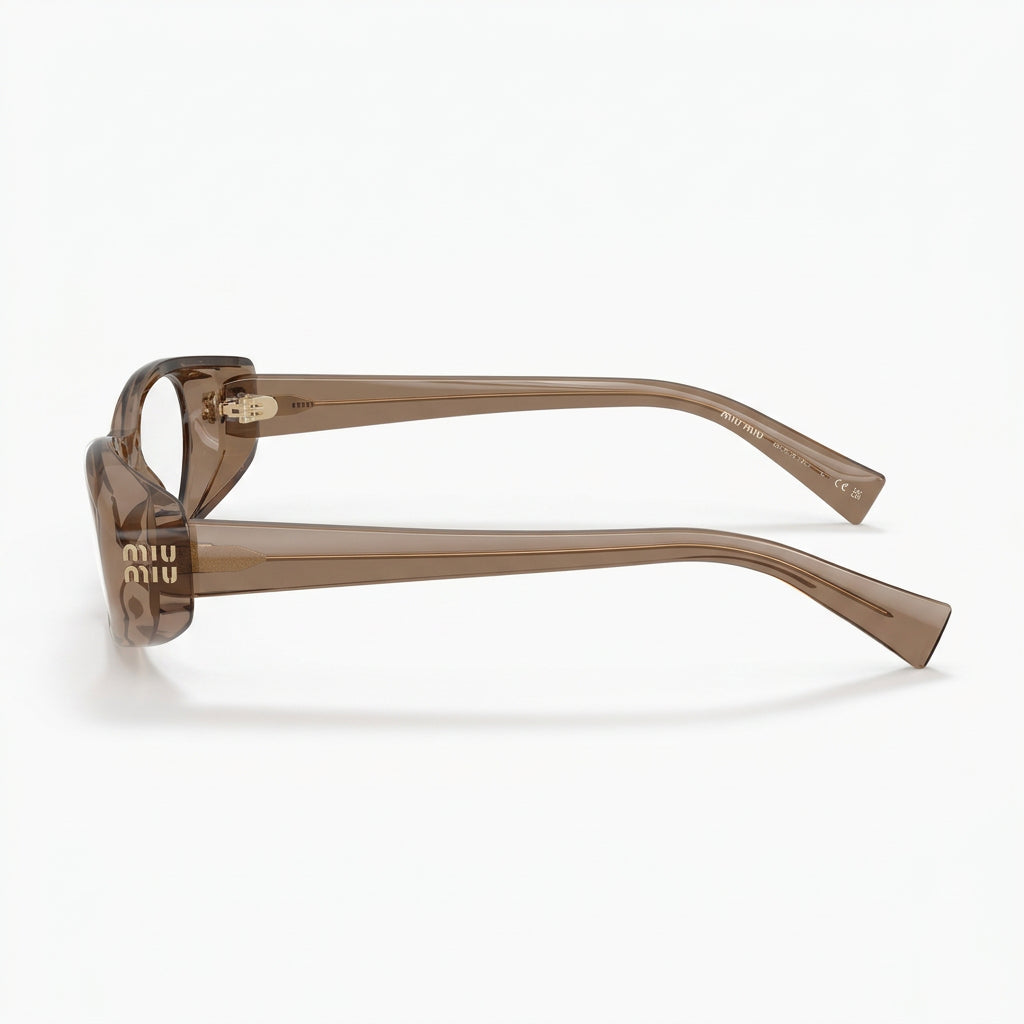 Miu Miu Women MU 03ZV Narrow Oval Optical Transparent Brown Glasses