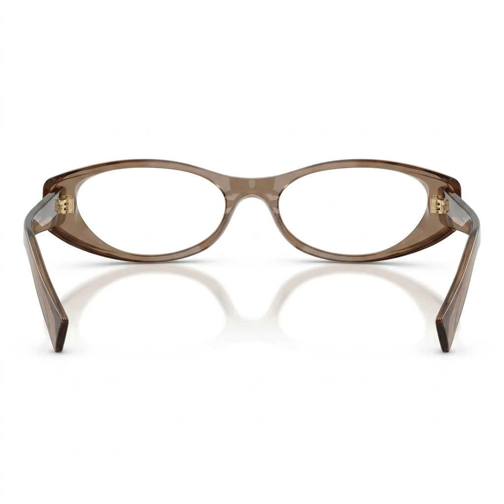 Miu Miu Women MU 03ZV Narrow Oval Optical Transparent Brown Glasses