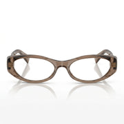 Miu Miu Women MU 03ZV Narrow Oval Optical Transparent Brown Glasses