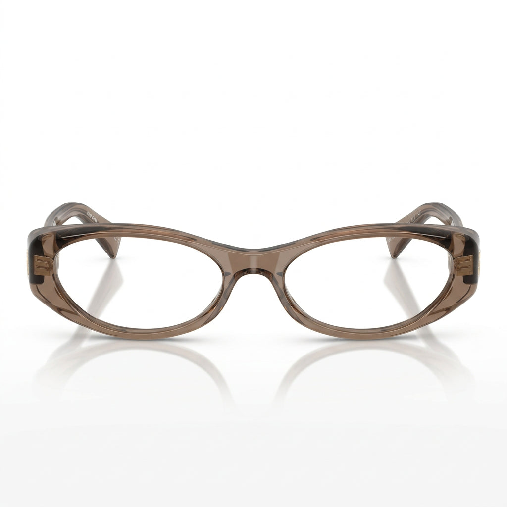 Miu Miu Women MU 03ZV Narrow Oval Optical Transparent Brown Glasses